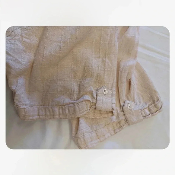 Point Zero Linen Blend Beige Short Sleeve  Button Down Shirt Size Large - Picture 10 of 11